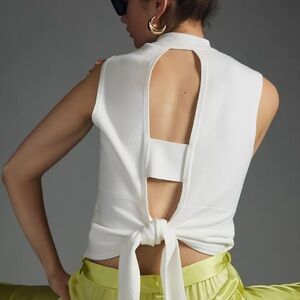 Anthropologie Maeve Tie-Back Sweater Tank XXSP White